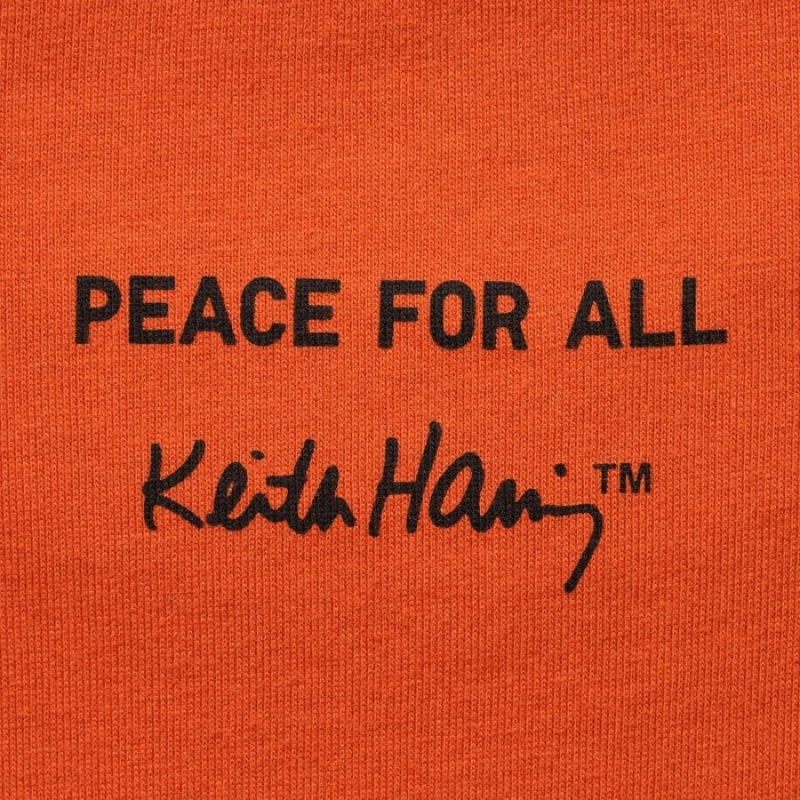Women Uniqlo PEACE FOR ALL Short-Sleeve Graphic Keith Haring T Shirts Orange | 7014432