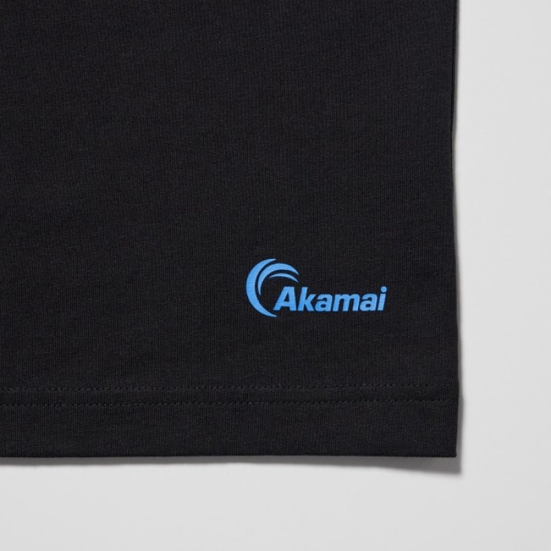 Women Uniqlo PEACE FOR ALL Short-Sleeve Graphic Akamai T Shirts Black | 6620910