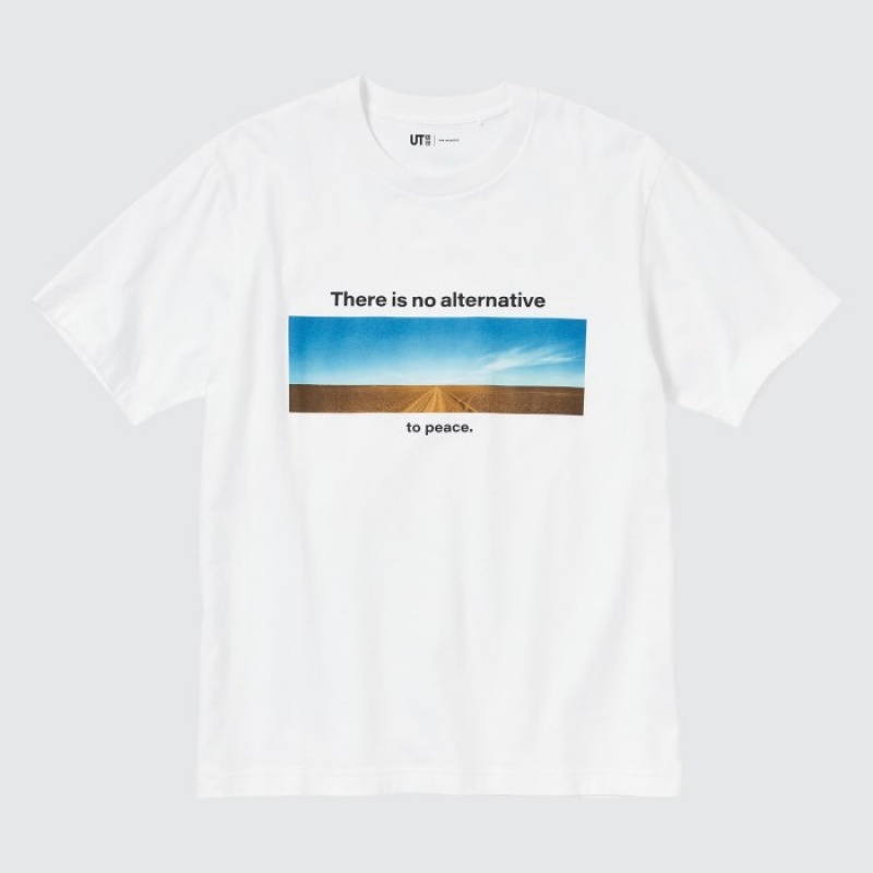 Women Uniqlo PEACE FOR ALL Short-Sleeve Graphic Wim Wenders T Shirts White | 1718539