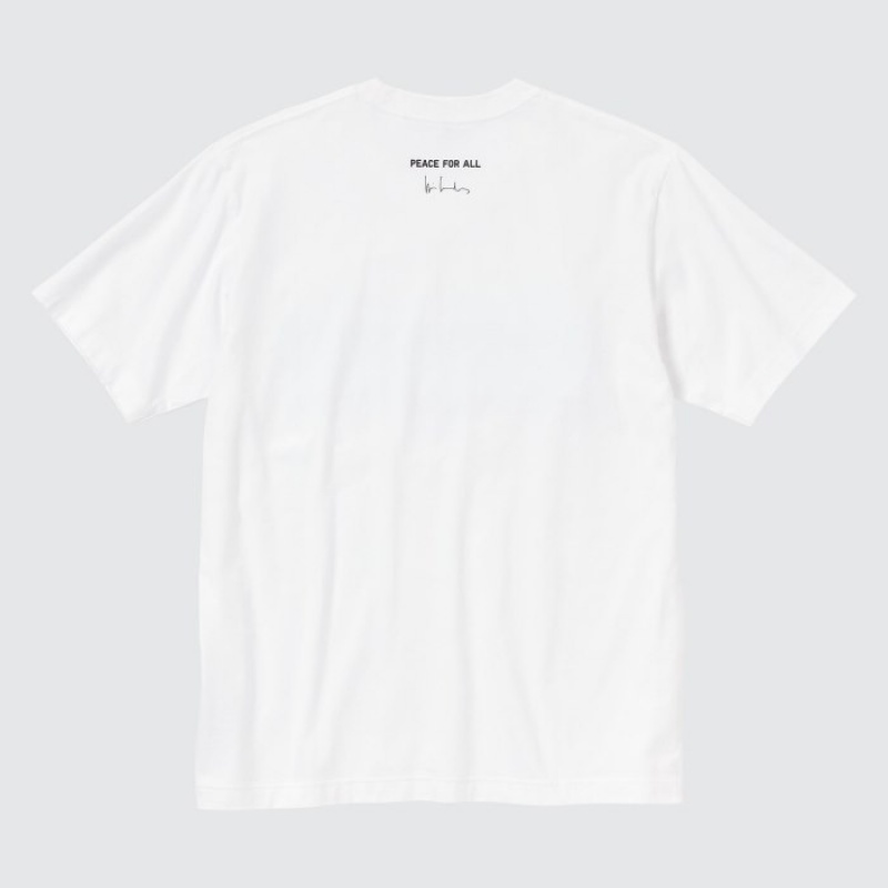 Women Uniqlo PEACE FOR ALL Short-Sleeve Graphic Wim Wenders T Shirts White | 1718539