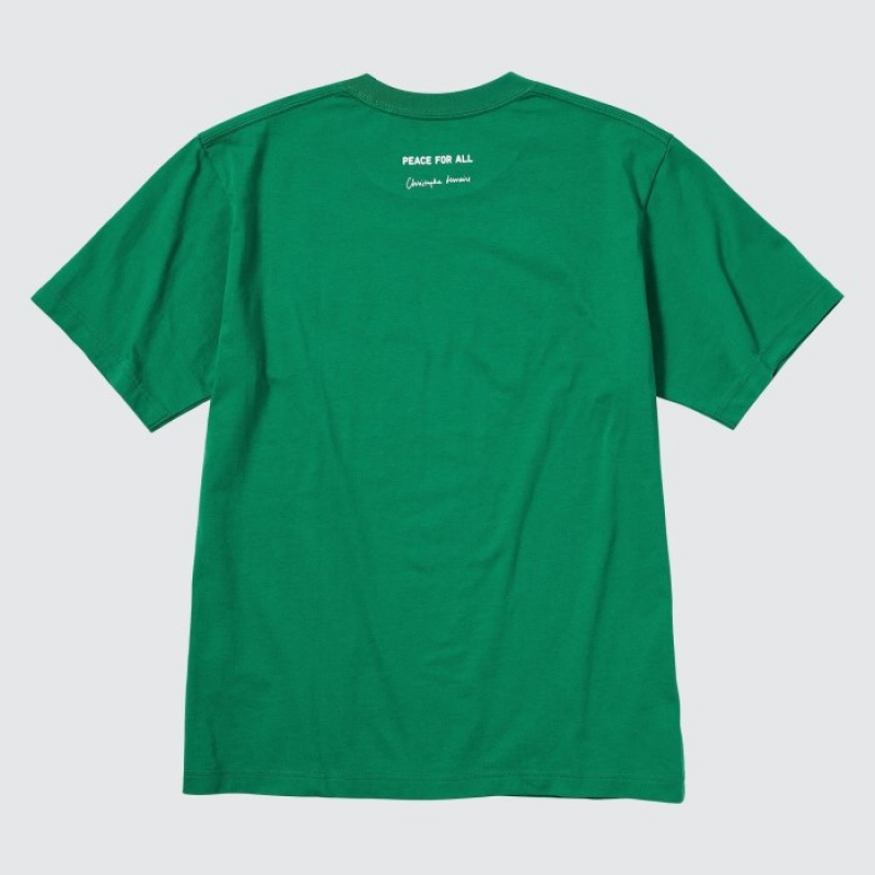 Women Uniqlo Peace For All Short-sleeve Graphic Christophe Lemaire T Shirts Green | 2761392