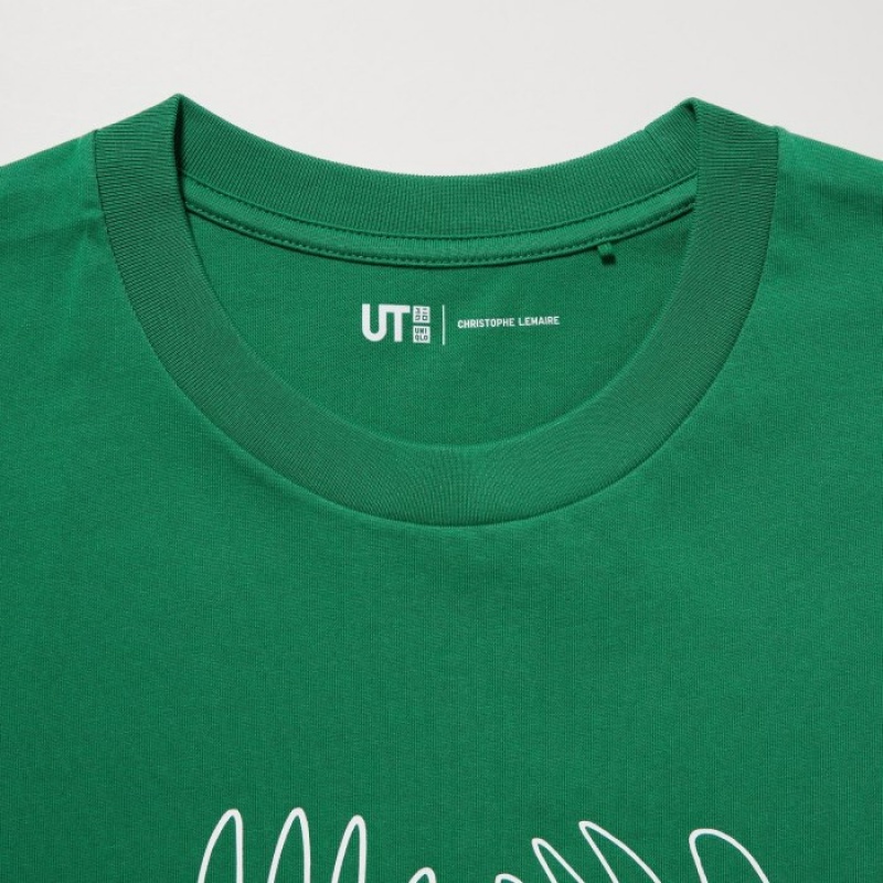 Women Uniqlo Peace For All Short-sleeve Graphic Christophe Lemaire T Shirts Green | 2761392