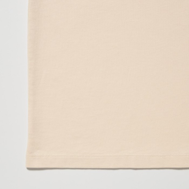 Women Uniqlo Peanuts Hawaii UT Short-Sleeve T Shirts Beige | 4304432