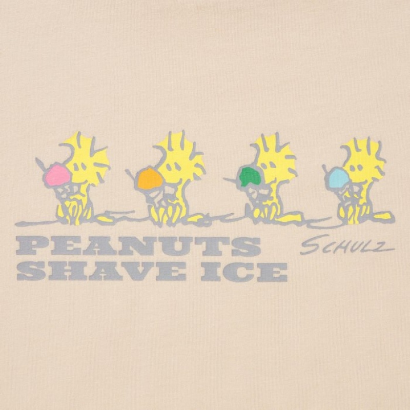 Women Uniqlo Peanuts Hawaii UT Short-Sleeve T Shirts Beige | 4304432