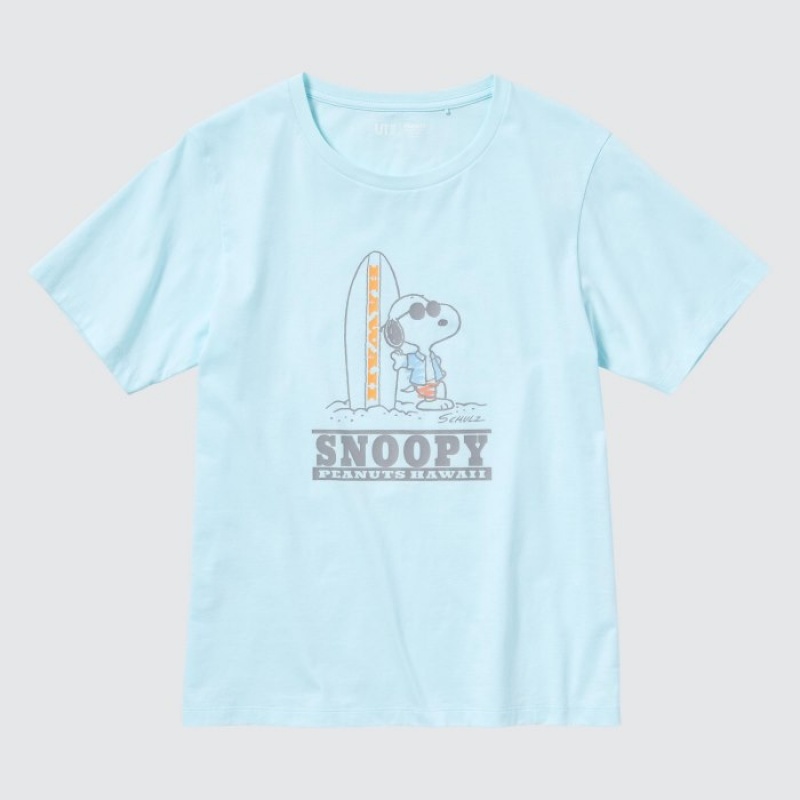 Women Uniqlo Peanuts Hawaii UT Short-Sleeve T Shirts Green | 1078345