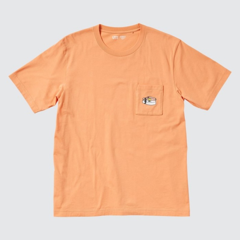 Women Uniqlo Peanuts Hawaii UT Short Sleeve T Shirts Orange | 2237235