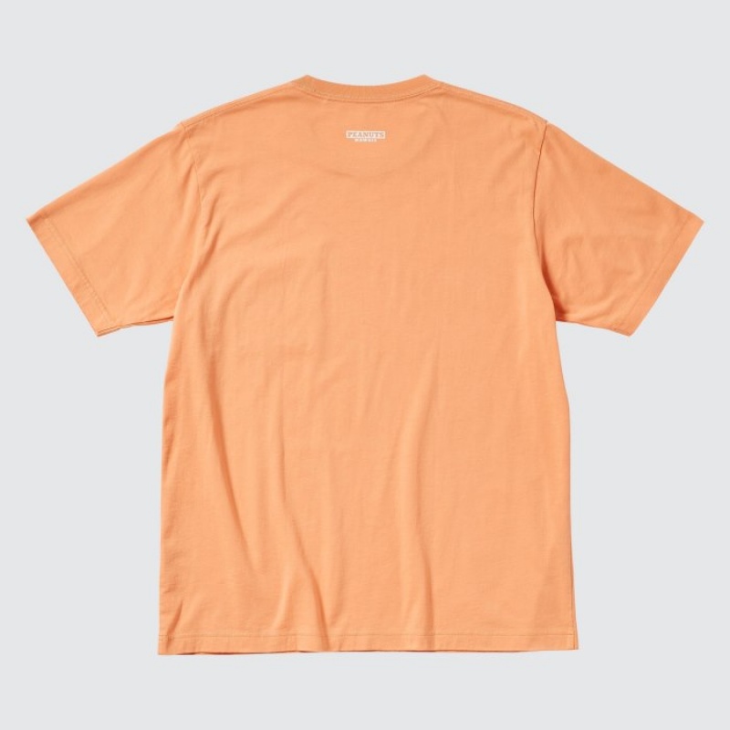 Women Uniqlo Peanuts Hawaii UT Short Sleeve T Shirts Orange | 2237235