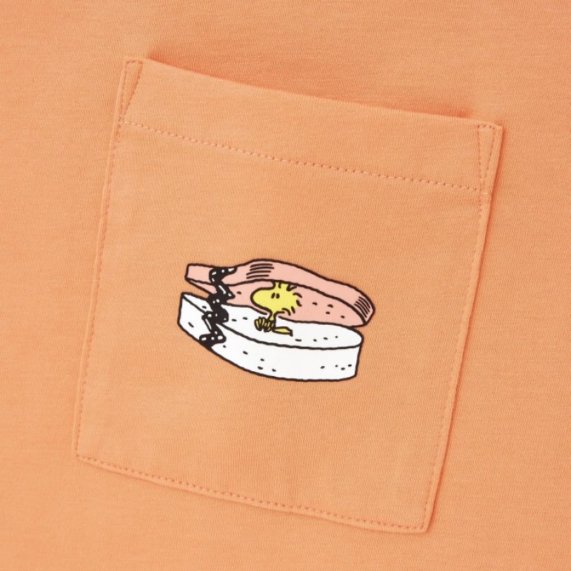 Women Uniqlo Peanuts Hawaii UT Short Sleeve T Shirts Orange | 2237235