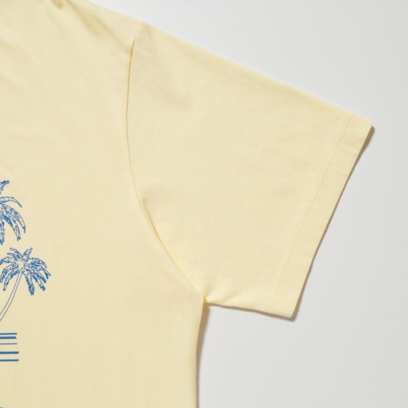 Women Uniqlo Peanuts Hawaii UT Short Sleeve T Shirts Yellow | 2114148