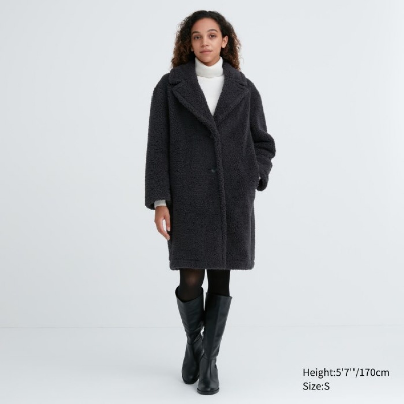 Women Uniqlo Pile-Lined Coats Grey | 5193722