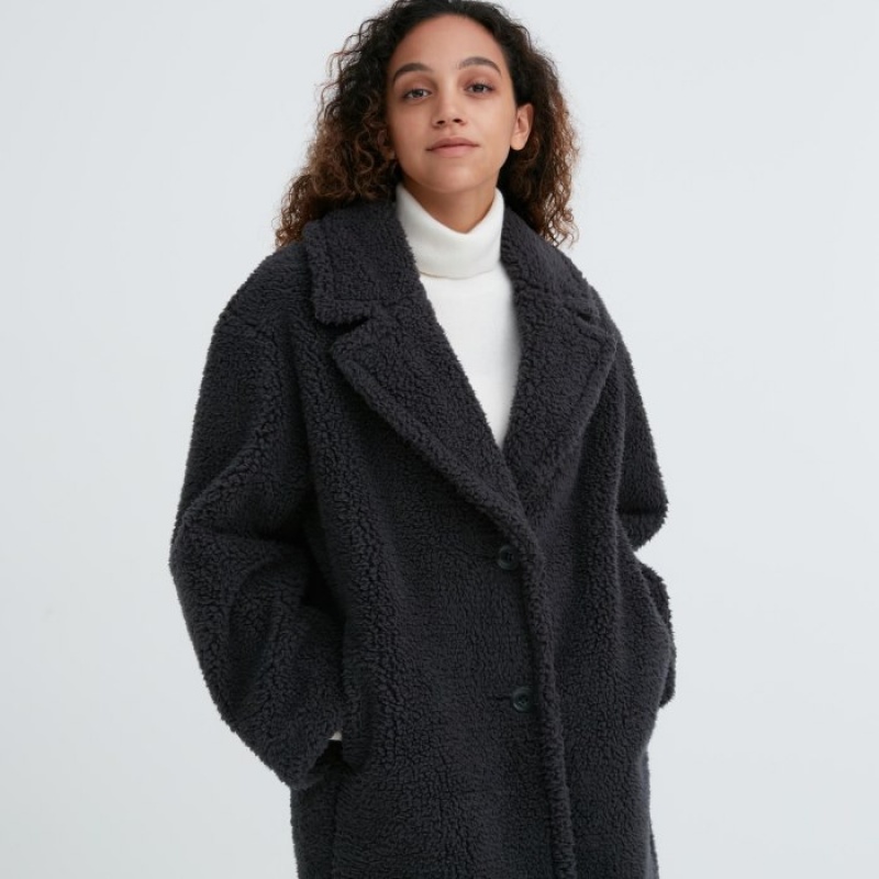 Women Uniqlo Pile-Lined Coats Grey | 5193722