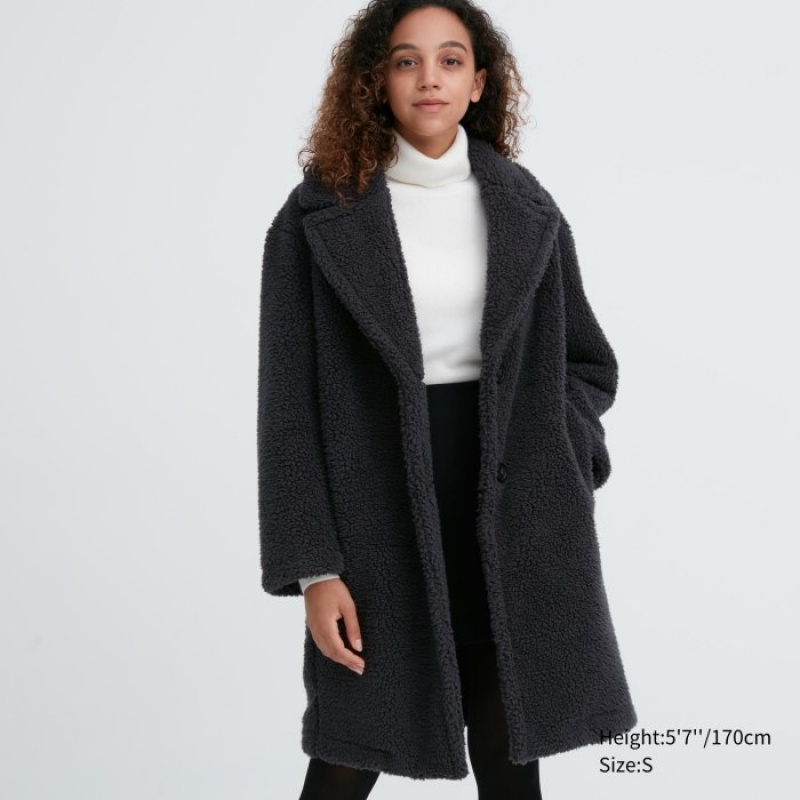Women Uniqlo Pile-Lined Coats Grey | 5193722