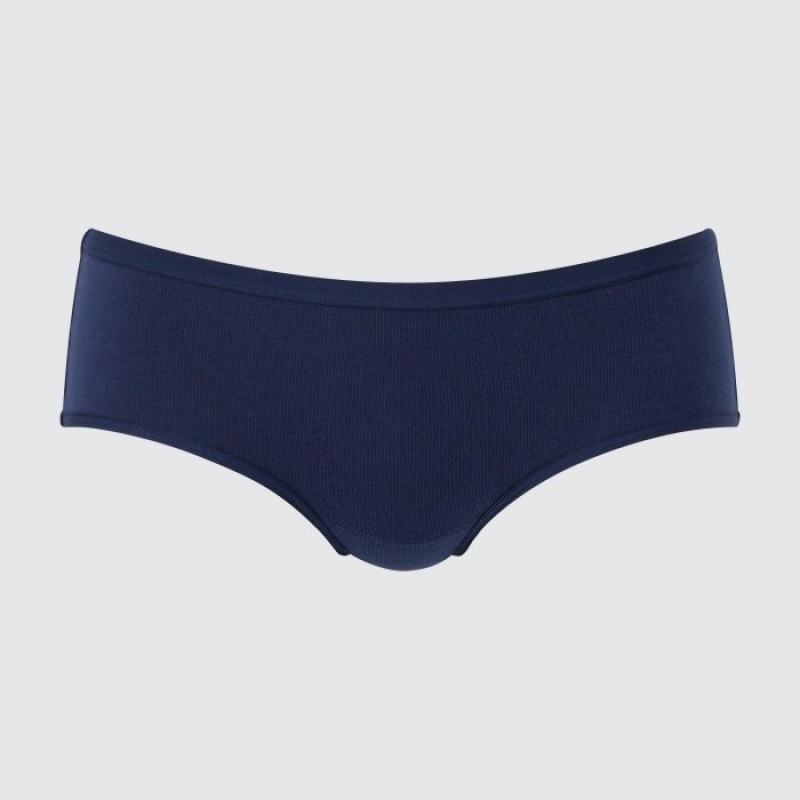 Women Uniqlo Plain Hip Huggers Briefs Blue | 3004049