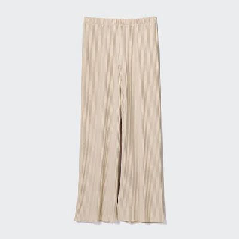 Women Uniqlo Pleated Straight Pants White | 137605