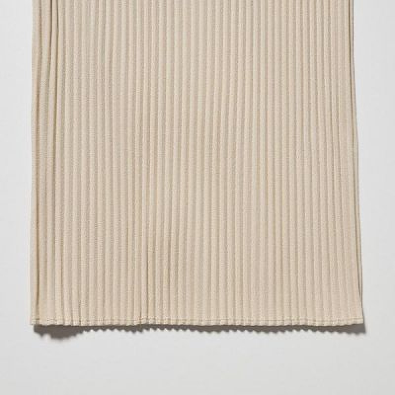 Women Uniqlo Pleated Straight Pants White | 137605