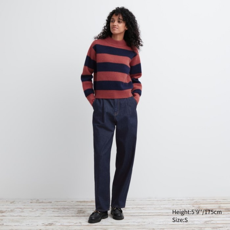 Women Uniqlo Premium Lambswool Long-Sleeve Sweaters Red | 182799