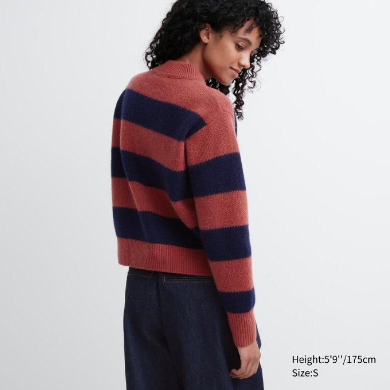 Women Uniqlo Premium Lambswool Long-Sleeve Sweaters Red | 182799