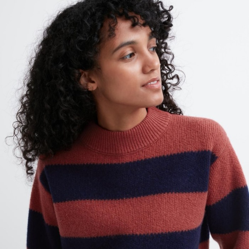 Women Uniqlo Premium Lambswool Long-Sleeve Sweaters Red | 182799