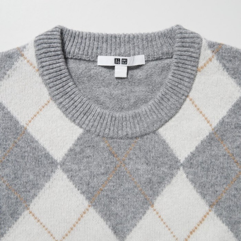 Women Uniqlo Premium Lambswool Long-Sleeve Crew Neck Sweaters Grey | 8258195