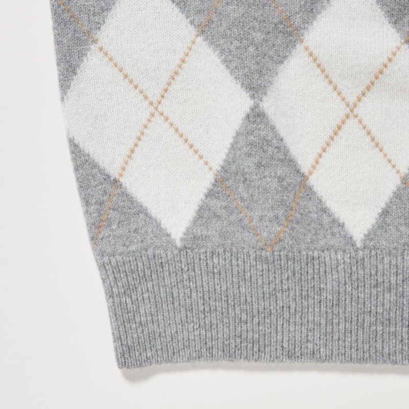 Women Uniqlo Premium Lambswool Long-Sleeve Crew Neck Sweaters Grey | 8258195