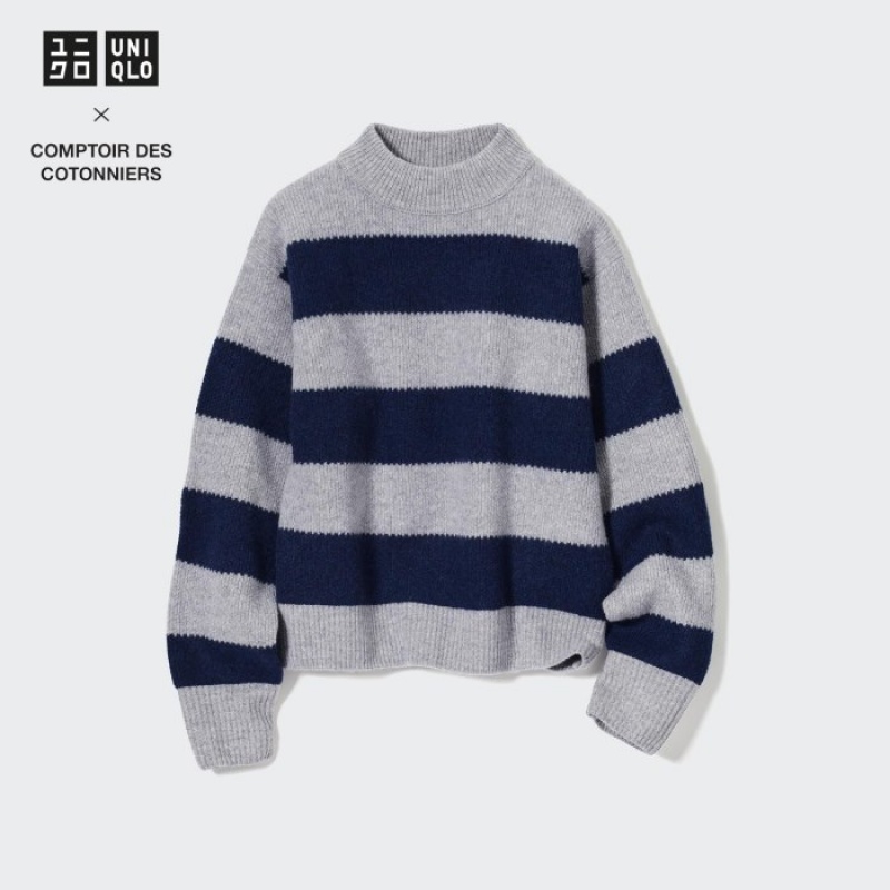 Women Uniqlo Premium Lambswool Long-Sleeve Sweaters Grey | 8241067