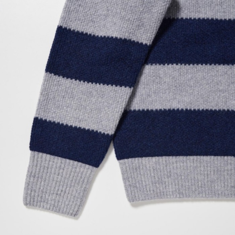 Women Uniqlo Premium Lambswool Long-Sleeve Sweaters Grey | 8241067