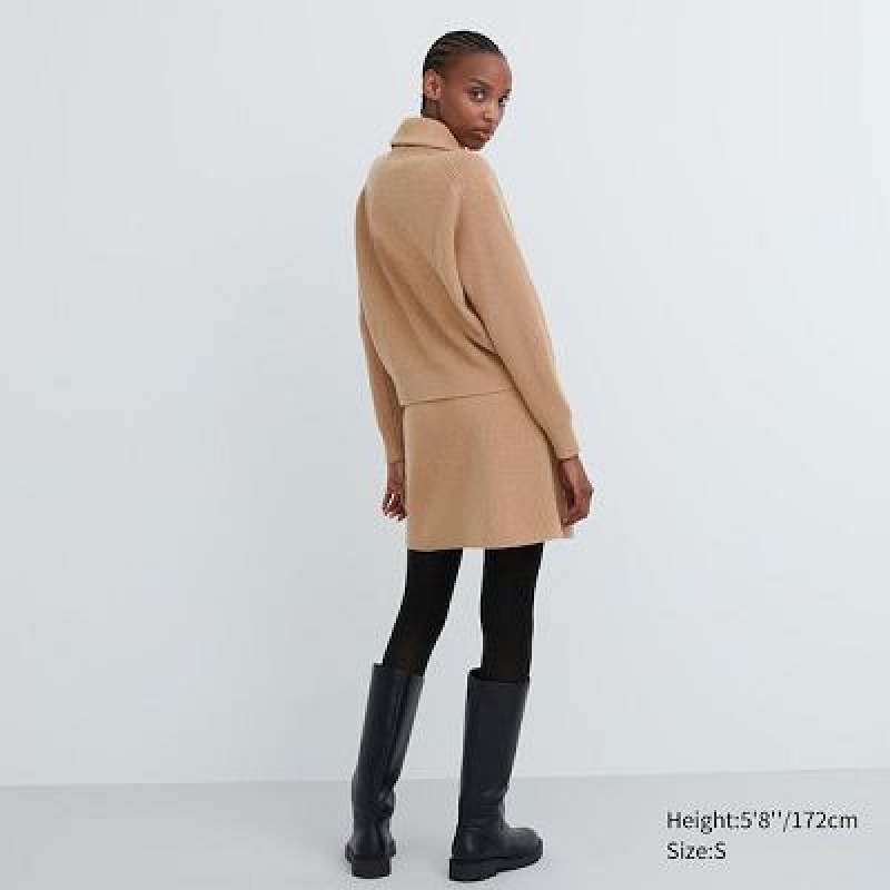 Women Uniqlo Premium Lambswool Mini Skirts Beige | 2296468