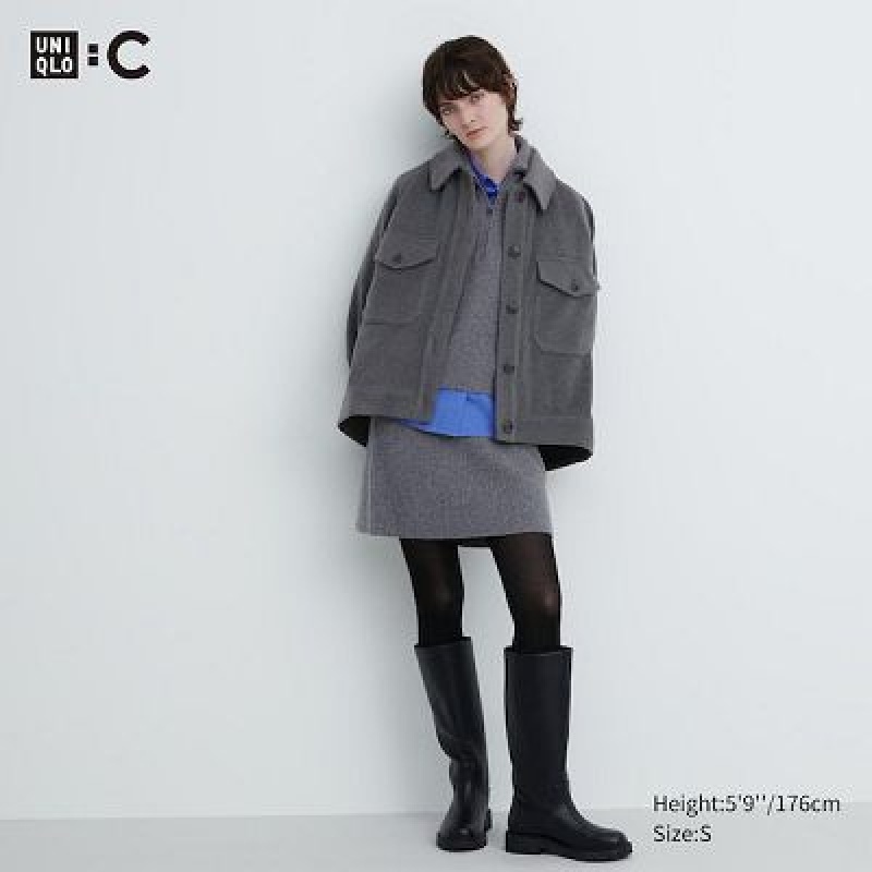 Women Uniqlo Premium Lambswool Mini Skirts Grey | 2957828