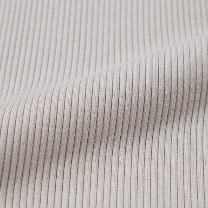 Women Uniqlo Ribbed High Neck Long-Sleeve T Shirts Grey | 6261956