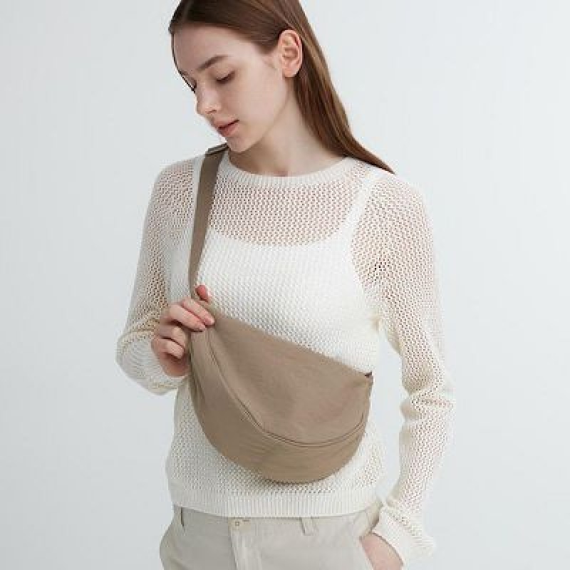 Women Uniqlo Round Mini Crossbody Bags Beige | 4496668