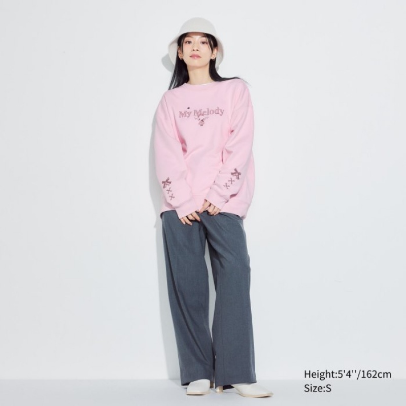 Women Uniqlo Sanrio characters Long-Sleeve Sweatshirts Pink | 2640529
