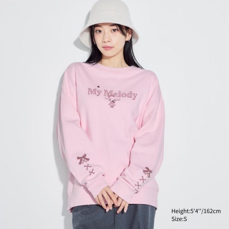 Women Uniqlo Sanrio characters Long-Sleeve Sweatshirts Pink | 2640529
