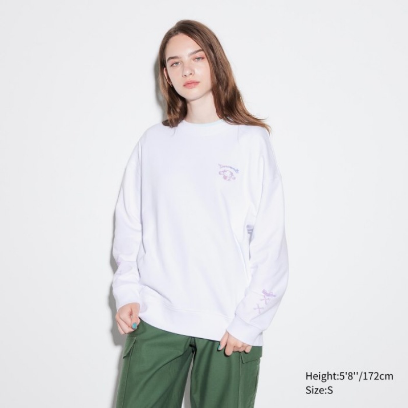 Women Uniqlo Sanrio characters Long-Sleeve Sweatshirts White | 3532414