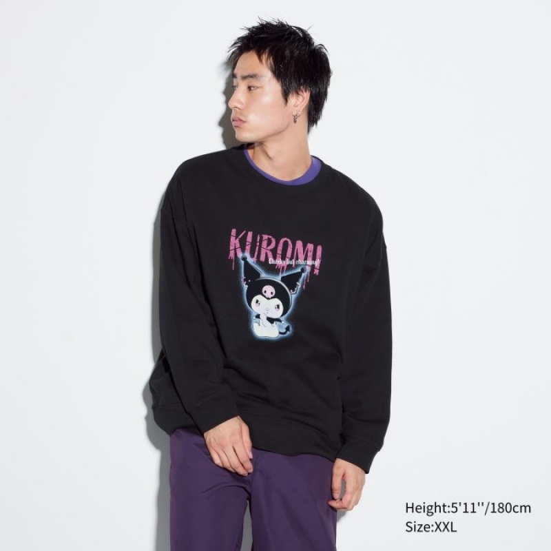 Women Uniqlo Sanrio characters Long-Sleeve Sweatshirts Black | 4167306