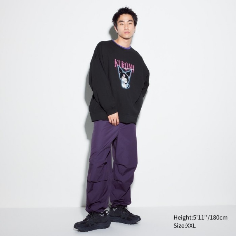 Women Uniqlo Sanrio characters Long-Sleeve Sweatshirts Black | 4167306
