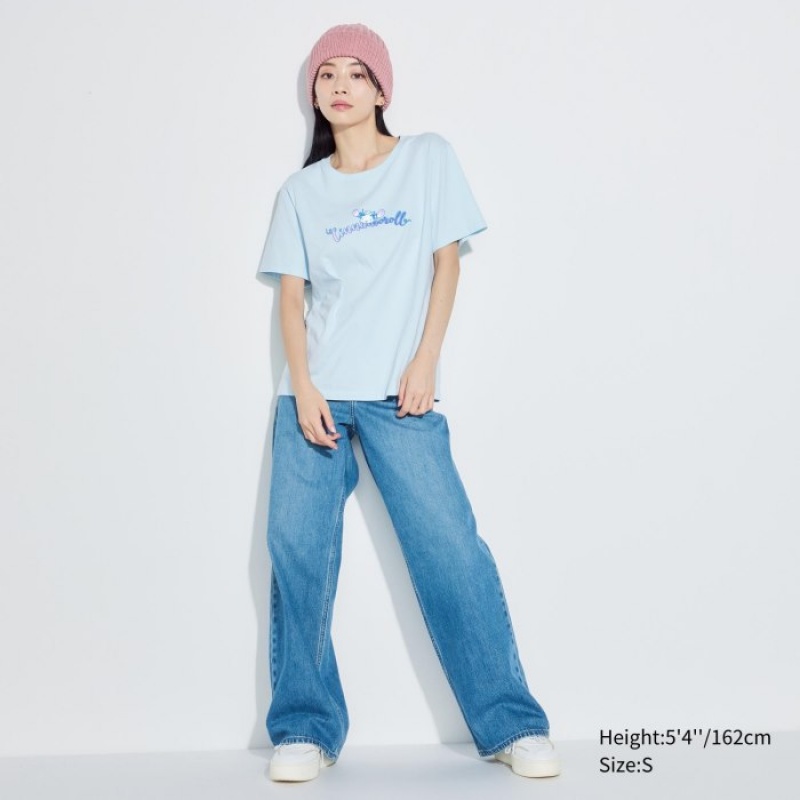 Women Uniqlo Sanrio characters UT Short-Sleeve T Shirts Blue | 4783586