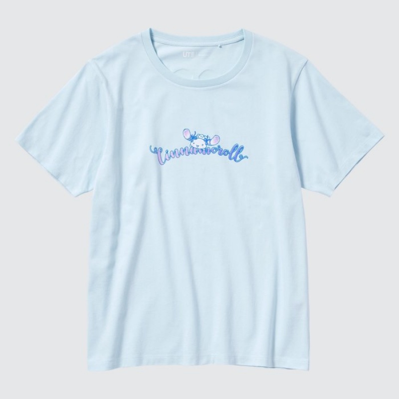Women Uniqlo Sanrio characters UT Short-Sleeve T Shirts Blue | 4783586