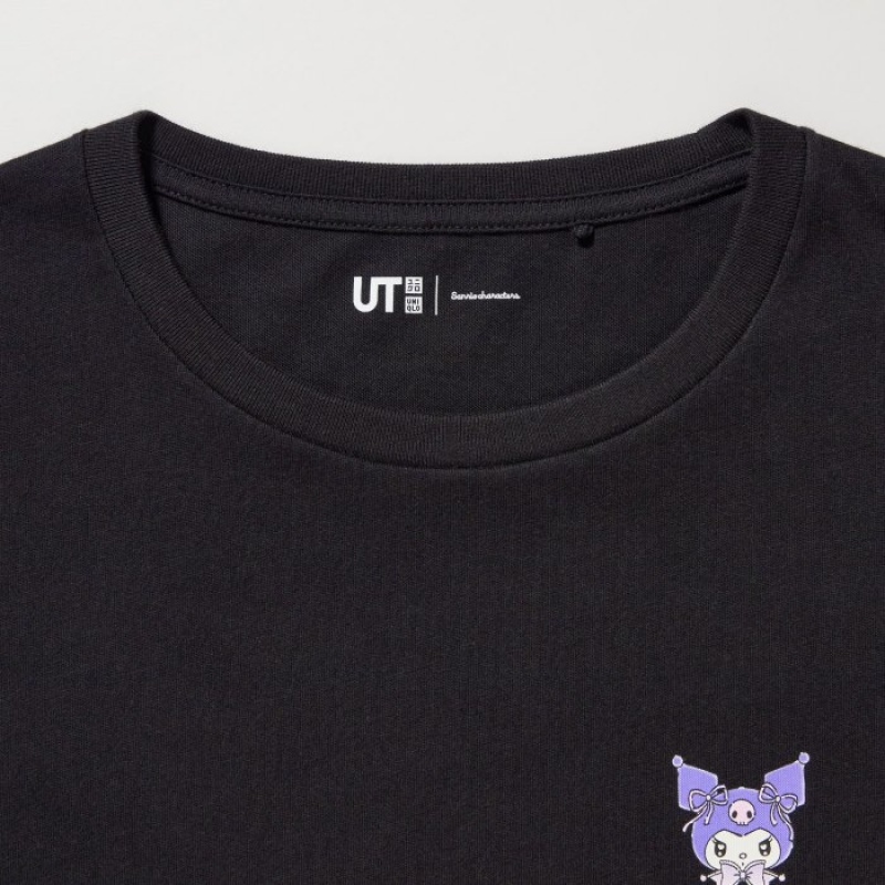 Women Uniqlo Sanrio characters UT Short-Sleeve T Shirts Black | 6014252