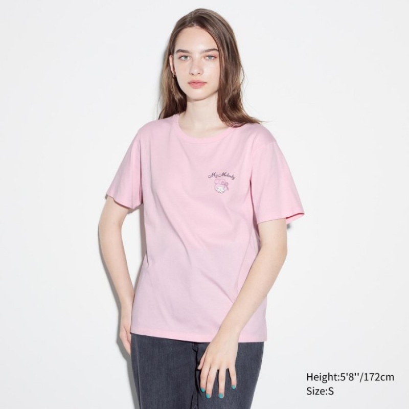 Women Uniqlo Sanrio characters UT Short-Sleeve T Shirts Pink | 7430688