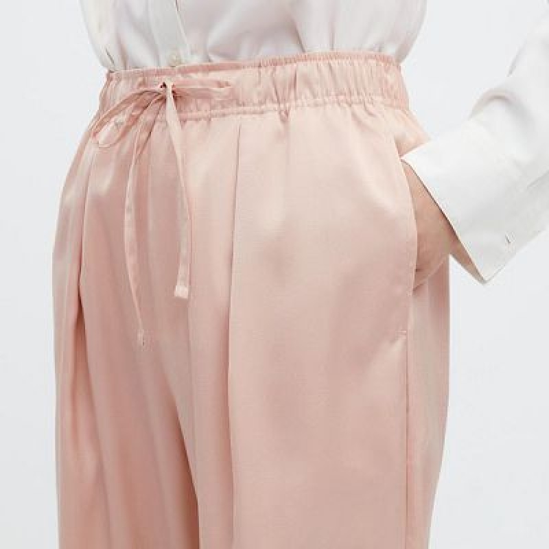 Women Uniqlo Satin Drape Joggers Pink | 5977153