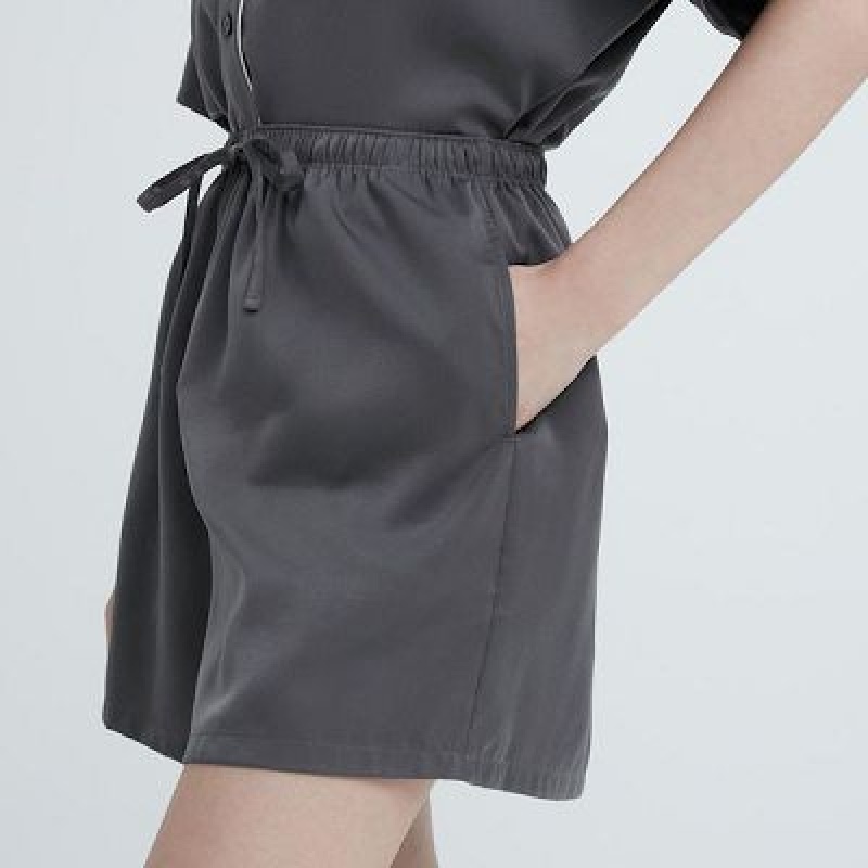 Women Uniqlo Satin Short-Sleeves Pajamas Grey | 1822526