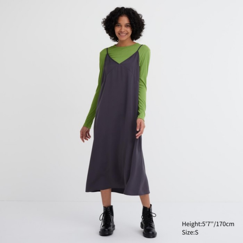 Women Uniqlo Sheer Jersey Crew Neck Long-Sleeve T Shirts Green | 5083267