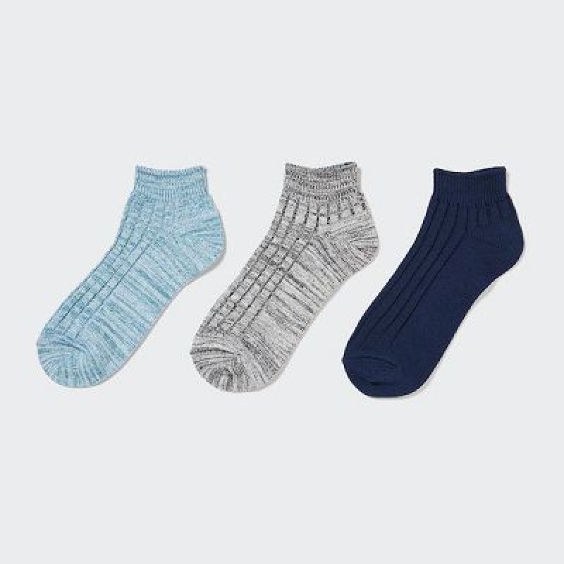 Women Uniqlo Short 3 Pack Socks Blue | 9898983