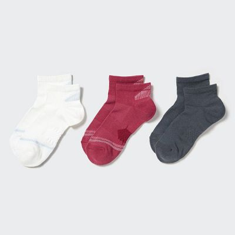 Women Uniqlo Short 3 Pack Socks White | 4207616