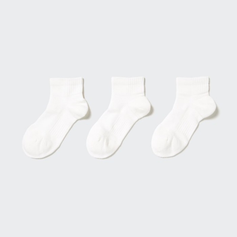 Women Uniqlo Short 3 Pack Sports/Piled Socks White | 379406