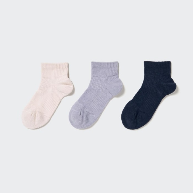 Women Uniqlo Short 3 Pack Sports/Piled Socks White | 2313073