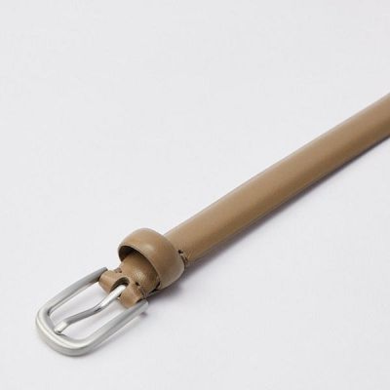 Women Uniqlo Skinny Belts Beige | 2638403