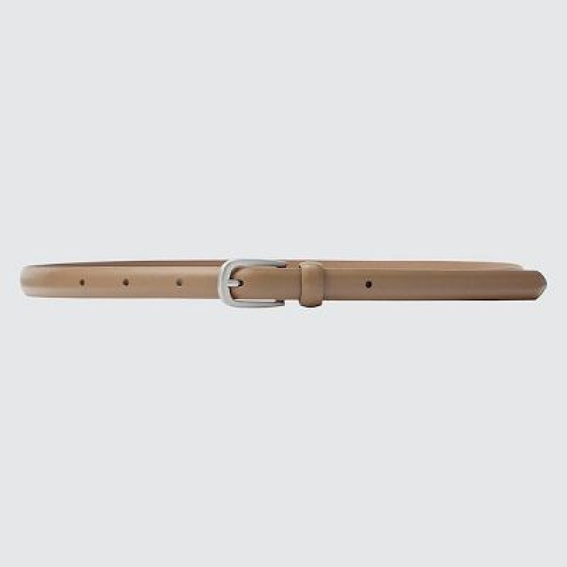 Women Uniqlo Skinny Belts Beige | 2638403
