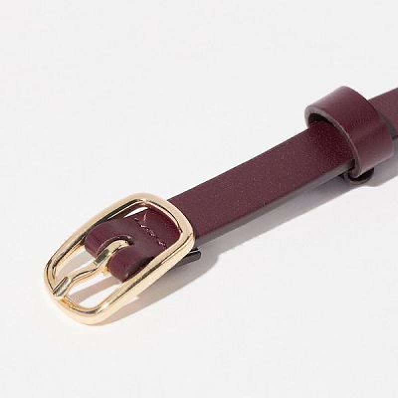 Women Uniqlo Skinny Belts Burgundy | 9902358