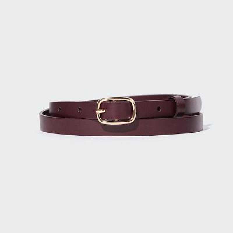 Women Uniqlo Skinny Belts Burgundy | 9902358